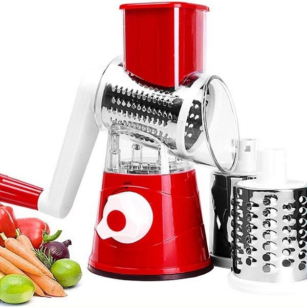 Processador Manual Cortador Fatiador 3 Lâminas Ralador Legumes Queijo Verduras