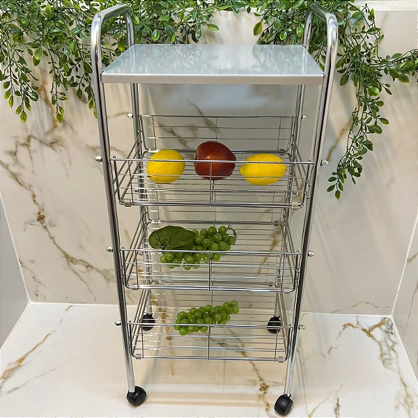 Fruteira de Piso Quadrada Cromada Arthi