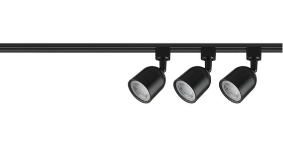 Kit Trilho Direct Led 6500k Preto Com 3 Spots Led Bivolt Taschibra