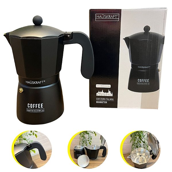 Cafeteira Italiana Preta Manhattan Hauskraft 450ml