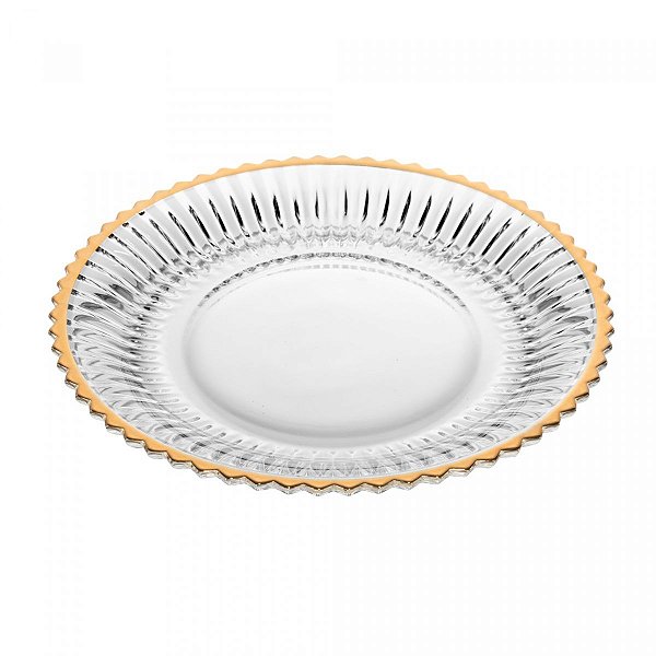 Conjunto Jogo Pratos Sobremesa Cristal/Dourado Wolff 4Pçs