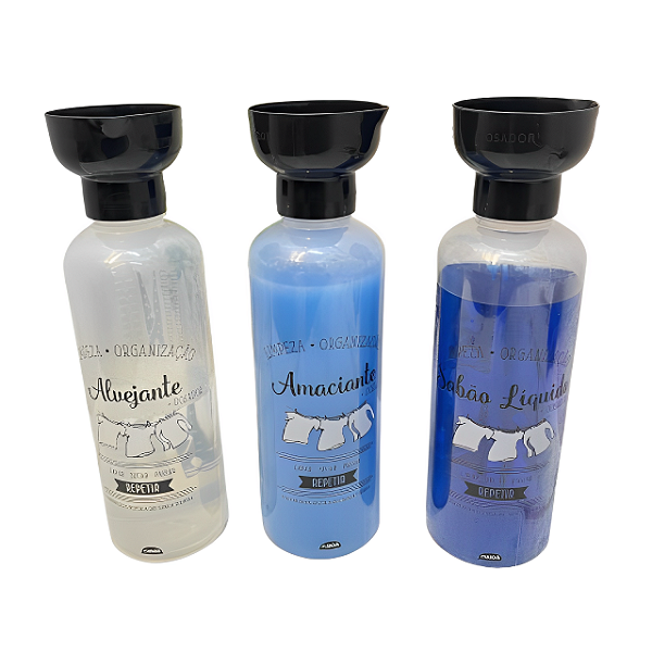Kit Lavanderia Bancada Organizador Transparente 3Pçs Plasútil