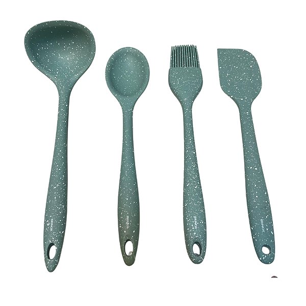 Kit Conjunto Utensílios Silicone Verde Menta Brinox 4Pçs