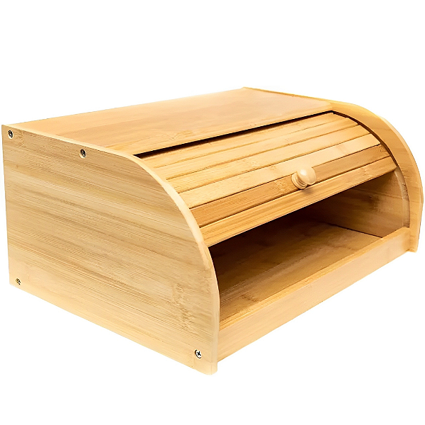 Porta Pão Bambu Bancada com Tampa Retrátil Mimo
