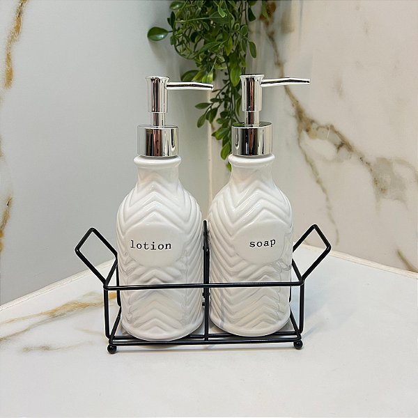 Kit Banheiro Bancada 350ml C/ Bandeja 3Pçs Dolce Home