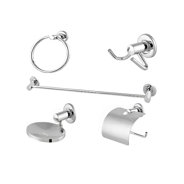 Kit Banheiro Parede Parafusar 5Pçs Cromado Kitinox
