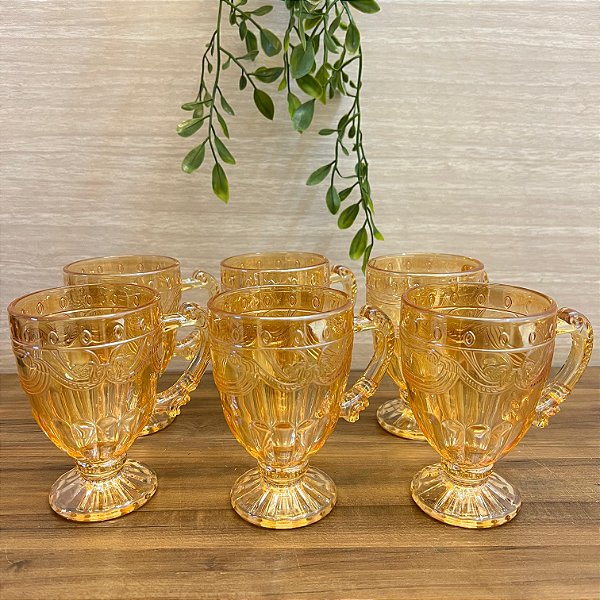 Kit Xícaras e Canecas Provence Âmbar 6 peças - 190ml
