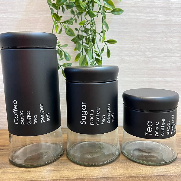 Kit Pote Metal Vidro Inox Dolce Home 3Pçs