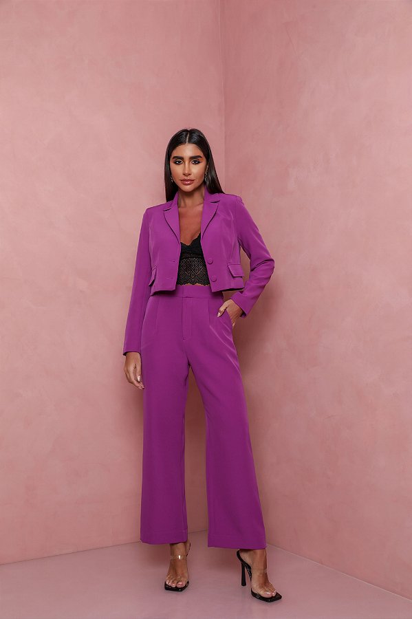 CONJUNTO BUENOS AIRES BLAZER CURTO - ROXO