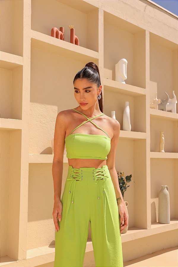 CROPPED THAIS TIRAS - VERDE LIMA