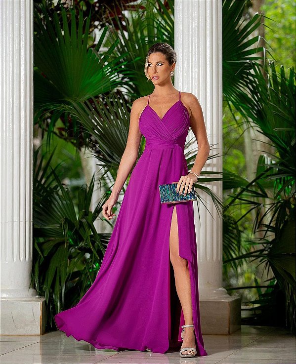 VESTIDO BEATRIZ FRANZIDO BUSTO - ROXO