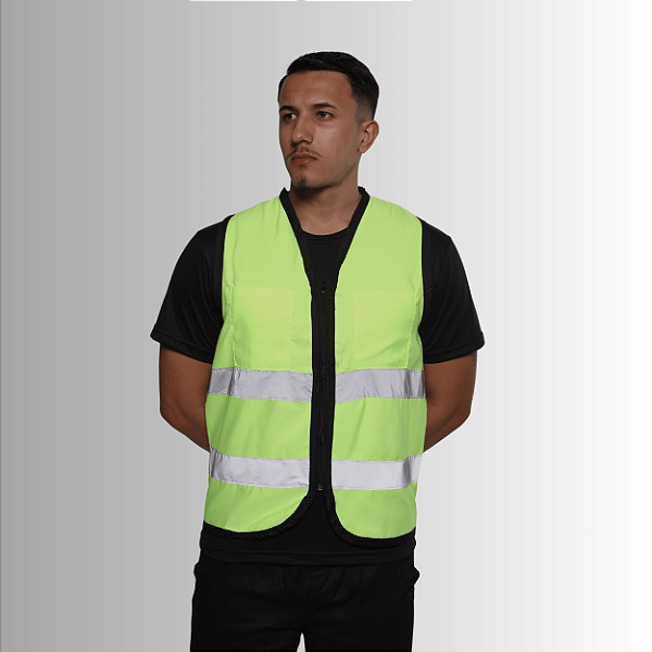 Colete de Proteção Refletivo Verde C/ Faixa Cinza
