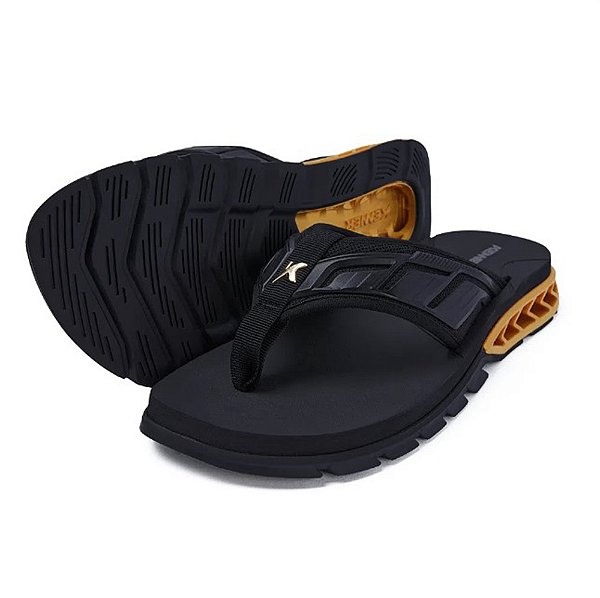 Chinelo Kenner Rakka Full Force L7 - Preto/Dourado