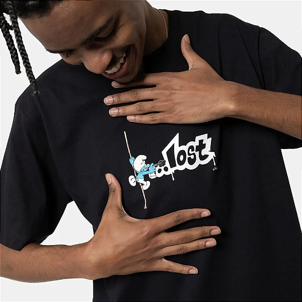 Tshirt Lost + Smurfs Boxfit Pixador - Preto