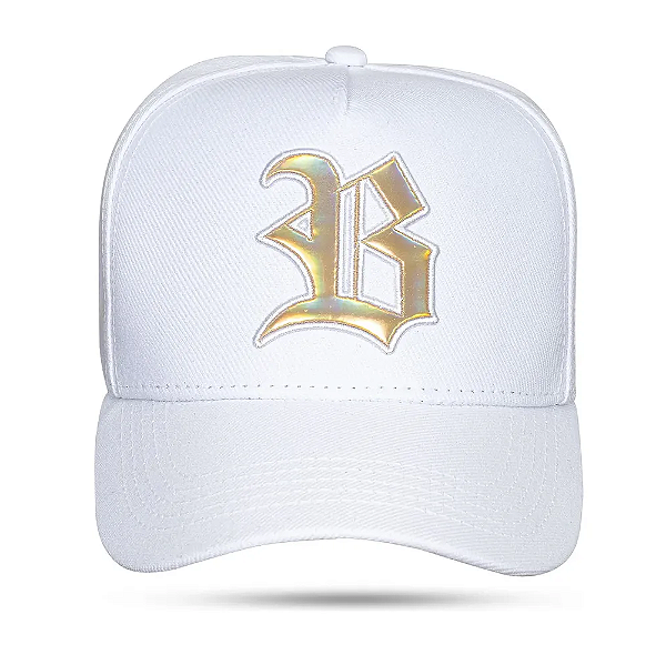 Bone BLCK Snapback Wings Holografic Dourado - Branco