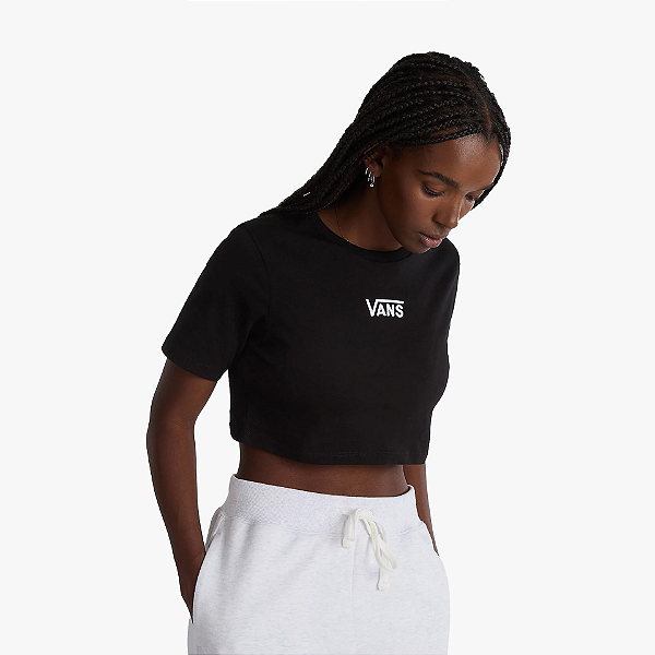 Tshirt Vans Cropped Flying V Crew Feminina - Preto