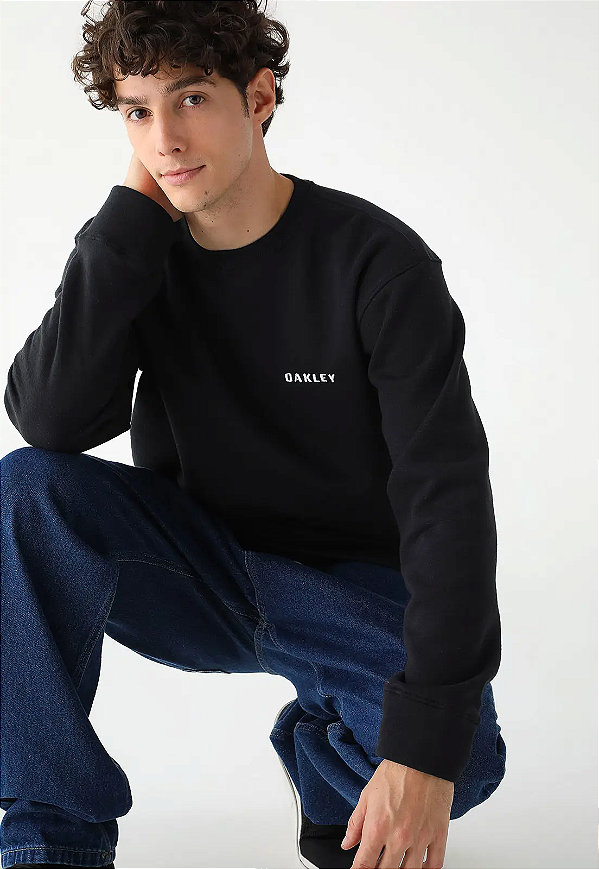 Moletom Oakley Careca Flanelado Mini Icon - Preto