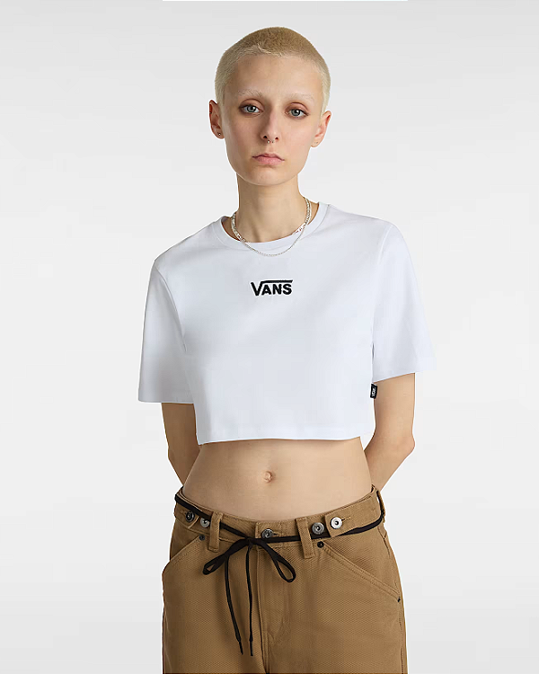 Tshirt Vans Cropped V Crew Feminino - Branco