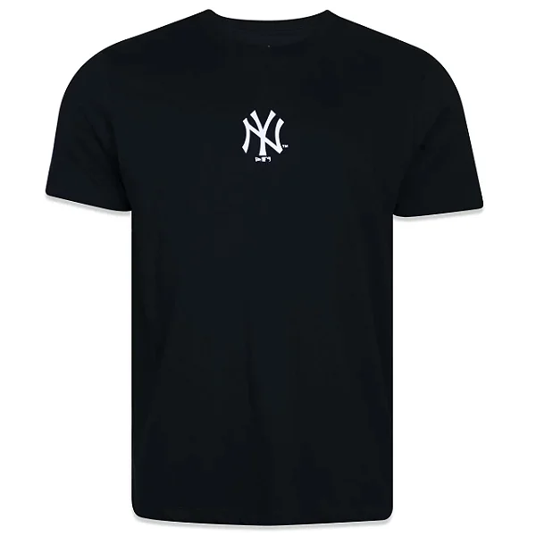 Tshirt New Era Manga Curta New York Yankees Logo Frontal - Preto