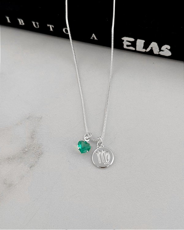 Colar Medalha Signo Virgem - Prata