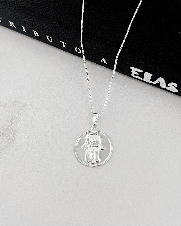 Medalha Hamsá Mão de Fátima - Prata