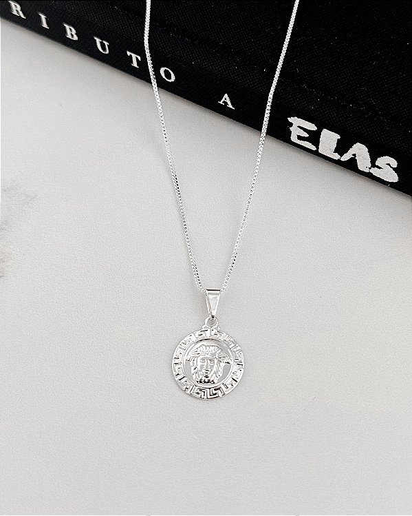 Medalha Medusa Borda Detalhada - Prata