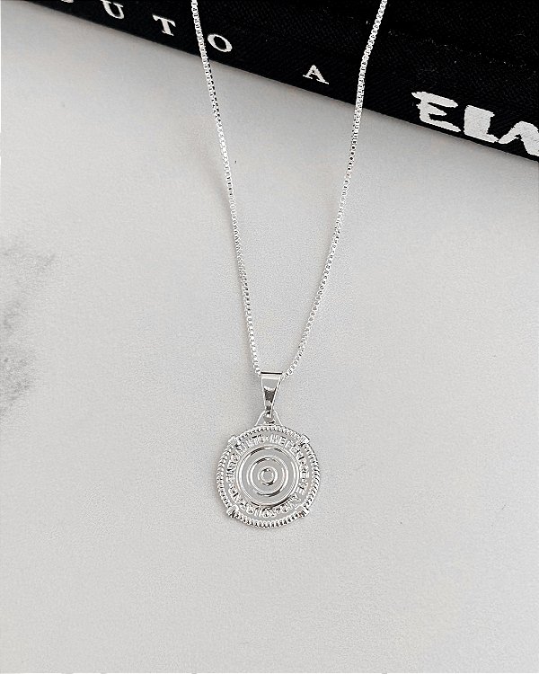 Pingente Medalha Olho Grego - Prata