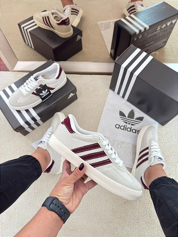 Tênis Gazelle Off White/Bordô