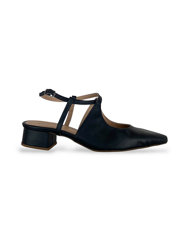 SCARPIN SLINGBACK PRETO 3CM  TAMANHO GRANDE