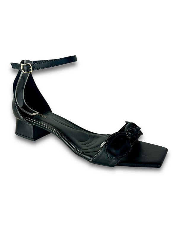 SANDÁLIA TIES PRETA TAMANHO GRANDE SALTO 3CM