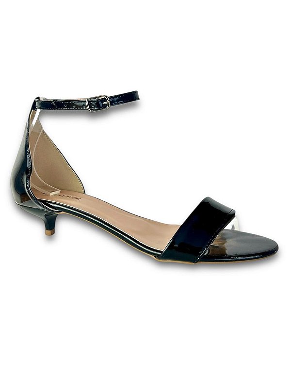 SANDÁLIA PRETA CLÁSSICA SALTO FINO 3CM