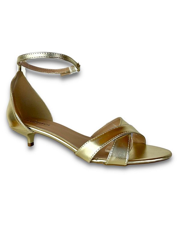 SANDÁLIA DOURADA SALTO FINO 3CM