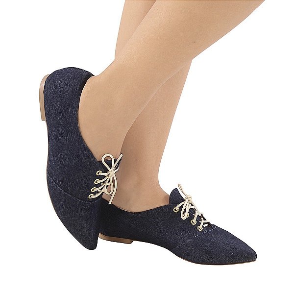 OXFORD CLÁSSICO BICO FINO JEANS TAMANHO GRANDE