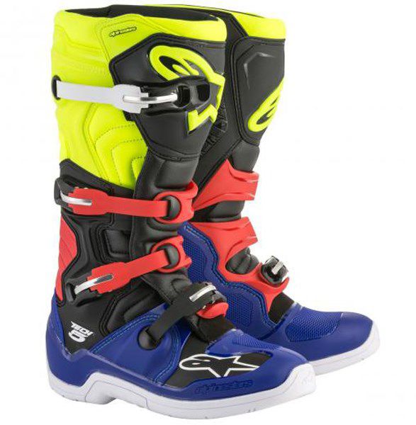 BOTA ALPINESTARS TECH 5 AZUL PRETO AMARELO VERMELHO 09.EAN  8021506924043