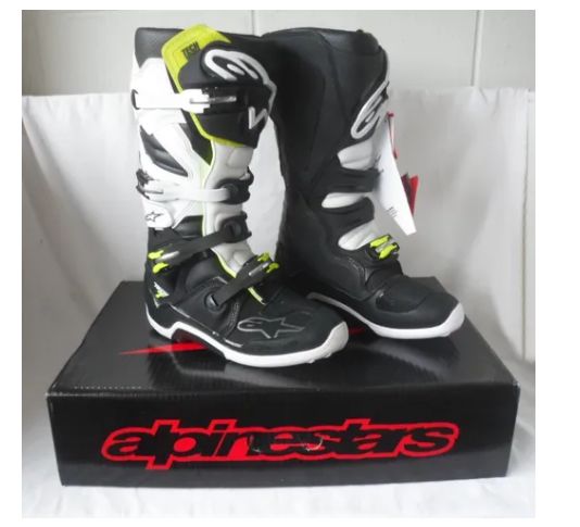 BOTA ALPINESTARS TECH 7 PRETO BRANCO AMARELO 08.EAN :8021506923312
