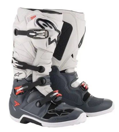BOTA ALPINESTARS TECH 7 CINZA ESCURO CINZA CLARO VERMELHO FLUO 10.EAN  8033637200279
