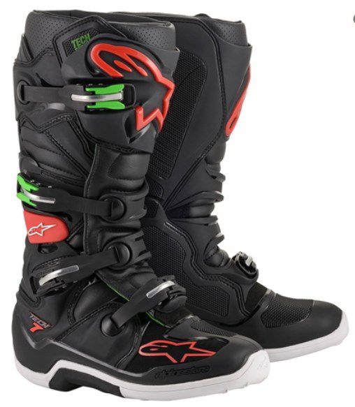 BOTA ALPINESTARS TECH 7 PRETO VERMELHO VERDE 12  EAN  8059175088223