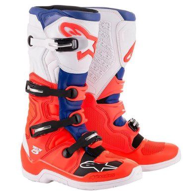 BOTA ALPINESTARS TECH 5 VERMELHO FLUO AZUL BRANCO 11.EAN  8033637200613