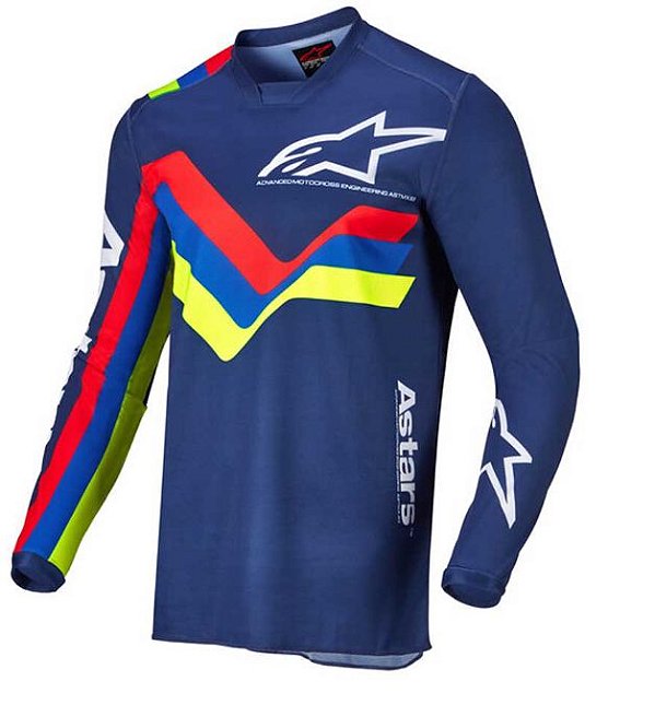 CAMISA ALPINESTAR RACER FLAGSHIP 19 AZUL ESCURO AZUL VERMELHO L  EAN :8033637212555