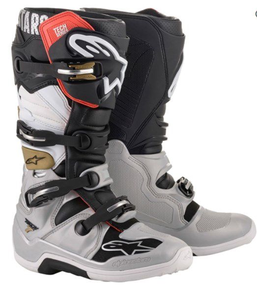 BOTA ALPINESTARS TECH 7 PRETO PRATA BRANCO OURO 08.EAN  8059175088308
