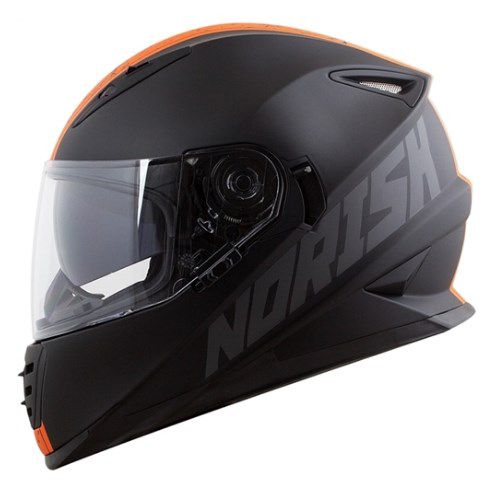 CAPACETE NORISK FF302 STONE MATTE BLK/ORANGE 60/L