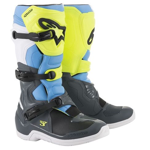 BOTA ALPINESTARS TECH 3 CINZA CLARO AMARELO FLUO CIANO 13.EAN :8033637455952