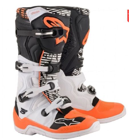 BOTA ALPINESTARS TECH 5 BRANCO PRETO LARANJA FLUO 12  EAN  8059175088728