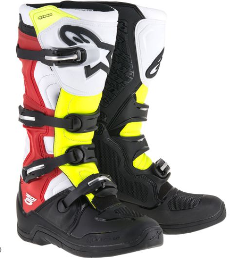 BOTA ALPINESTAR TECH 5 PRETO BRANCO VERMELHO AMARELO 09.EAN :8051194856913