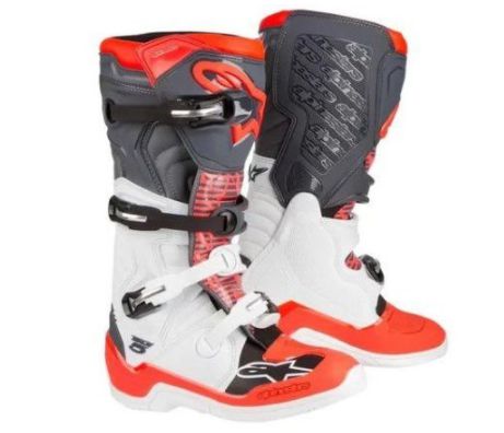 BOTA ALPINESTARS TECH 5 BRANCO CINZA VERMELHO FLUO 13  EAN :8059175088612