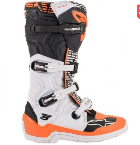 BOTA ALPINESTARS TECH 5 BRANCO PRETO LARANJA FLUO 11.EAN  8059175088711