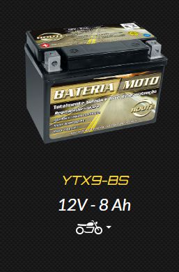BATERIA CB 500/XT 600/KANSAS/CBR 600/SHADOW/ZX-6R/NINJA 250/300/MIRAGE 250/NC 700