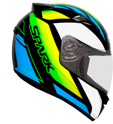 CAPACETE EBF SPARK MIXED BLUE PRETO/VERDE 58