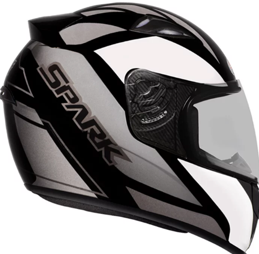 CAPACETE EBF SPARK MIXED BLUE PRETO/PRATA 60