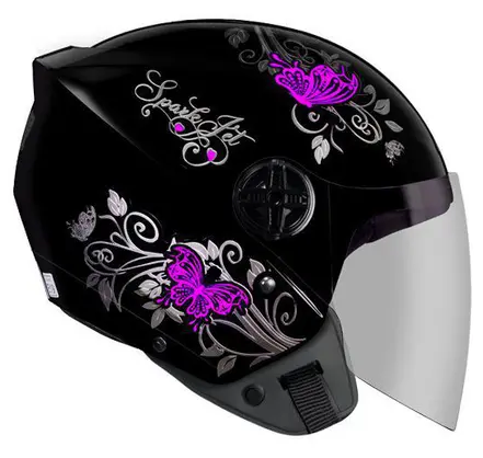 CAPACETE EBF SPARK JET BORBOLETA PRETO/ROSA 58